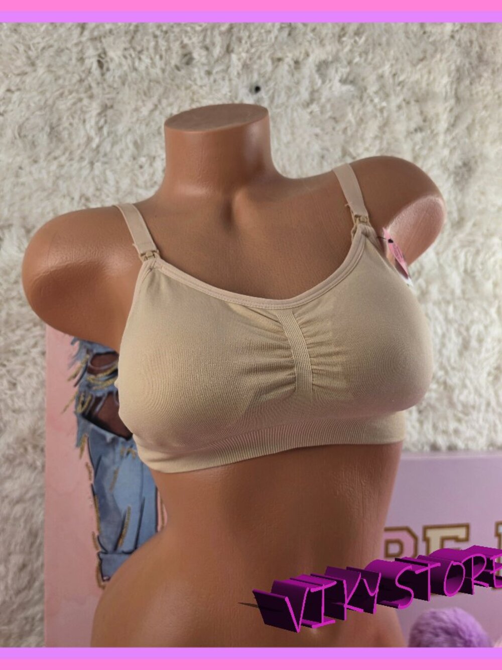 LAMAZE Seamless Beige Comfort Nursing Maternity Bralette Bra Large